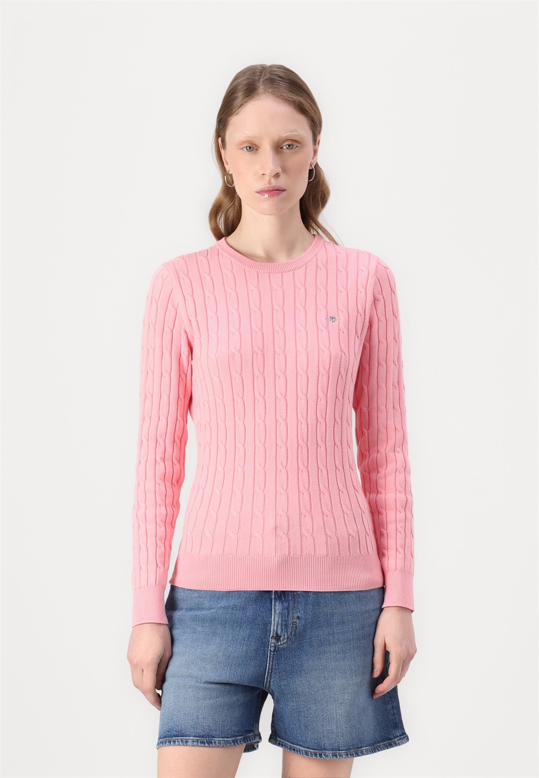 GANT STRETCH C NECK - Strickpullover - geranium pink/pink