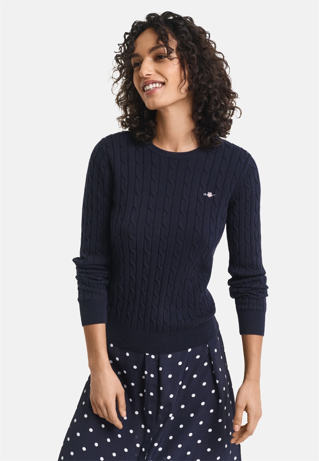 GANT STRETCH C NECK - Strickpullover - evening blue/dunkelblau