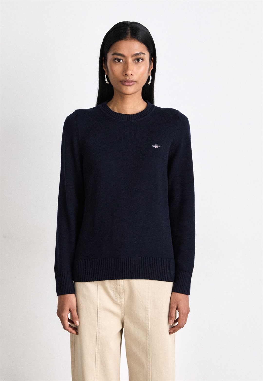 GANT CLASSIC CNECK - Strickpullover - blau/evening blue/dunkelblau
