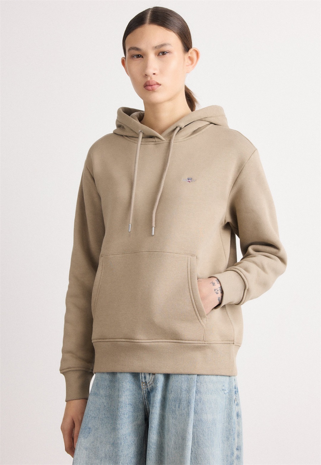 GANT SHIELD HOODIE - Sweatshirt - taupe beige/taupe