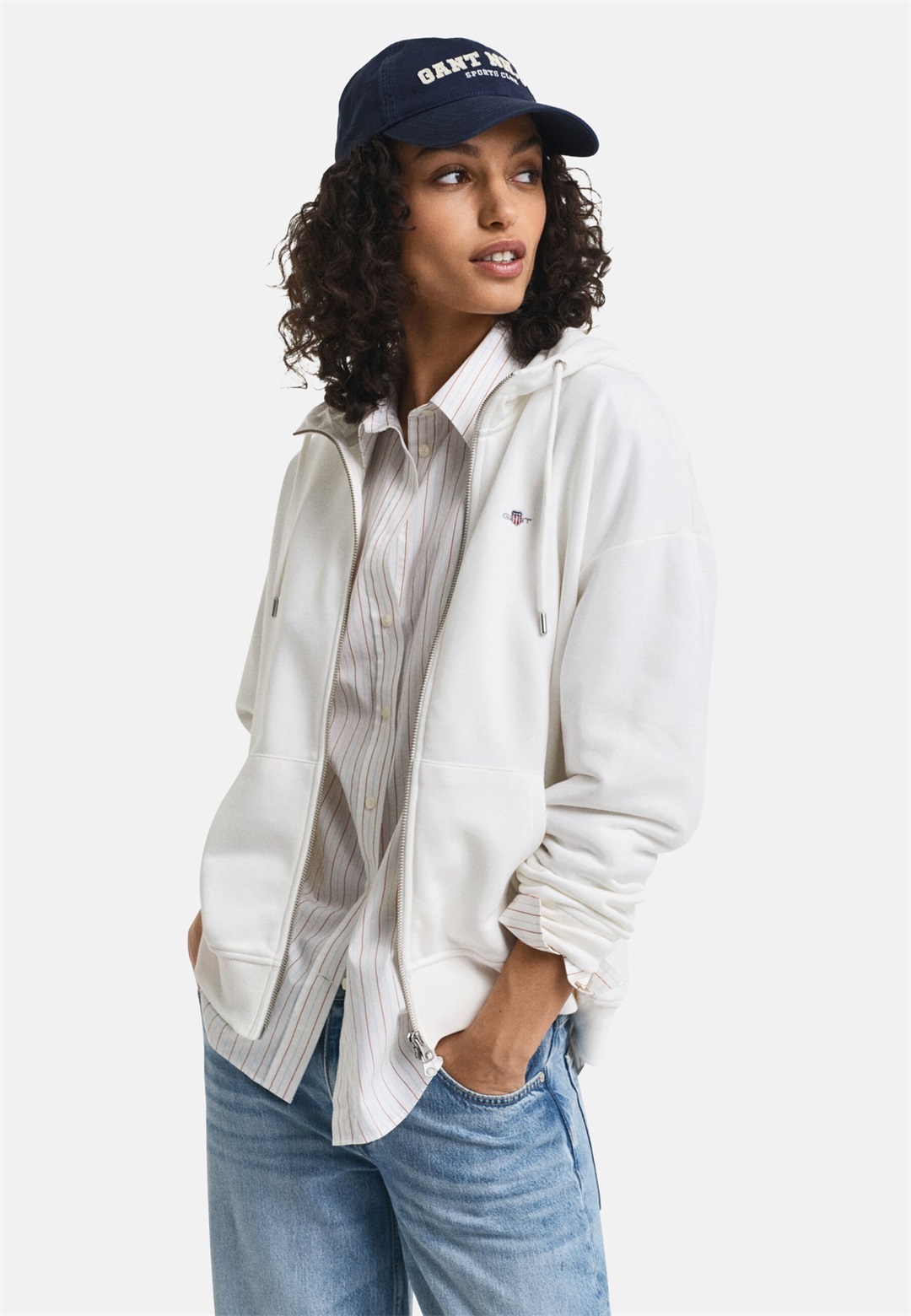 GANT SHIELD ZIP - Sweatjacke - eggshell/offwhite