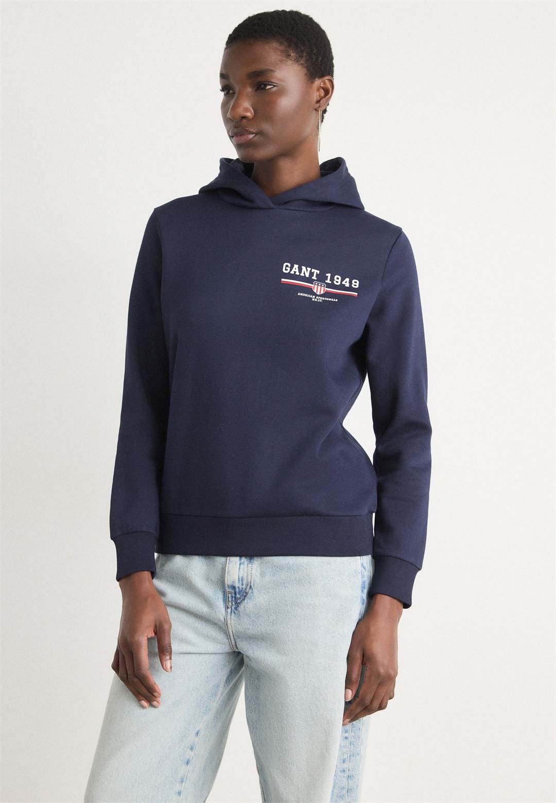 GANT GRAPHIC HOODIE - Kapuzenpullover - evening blue/dunkelblau