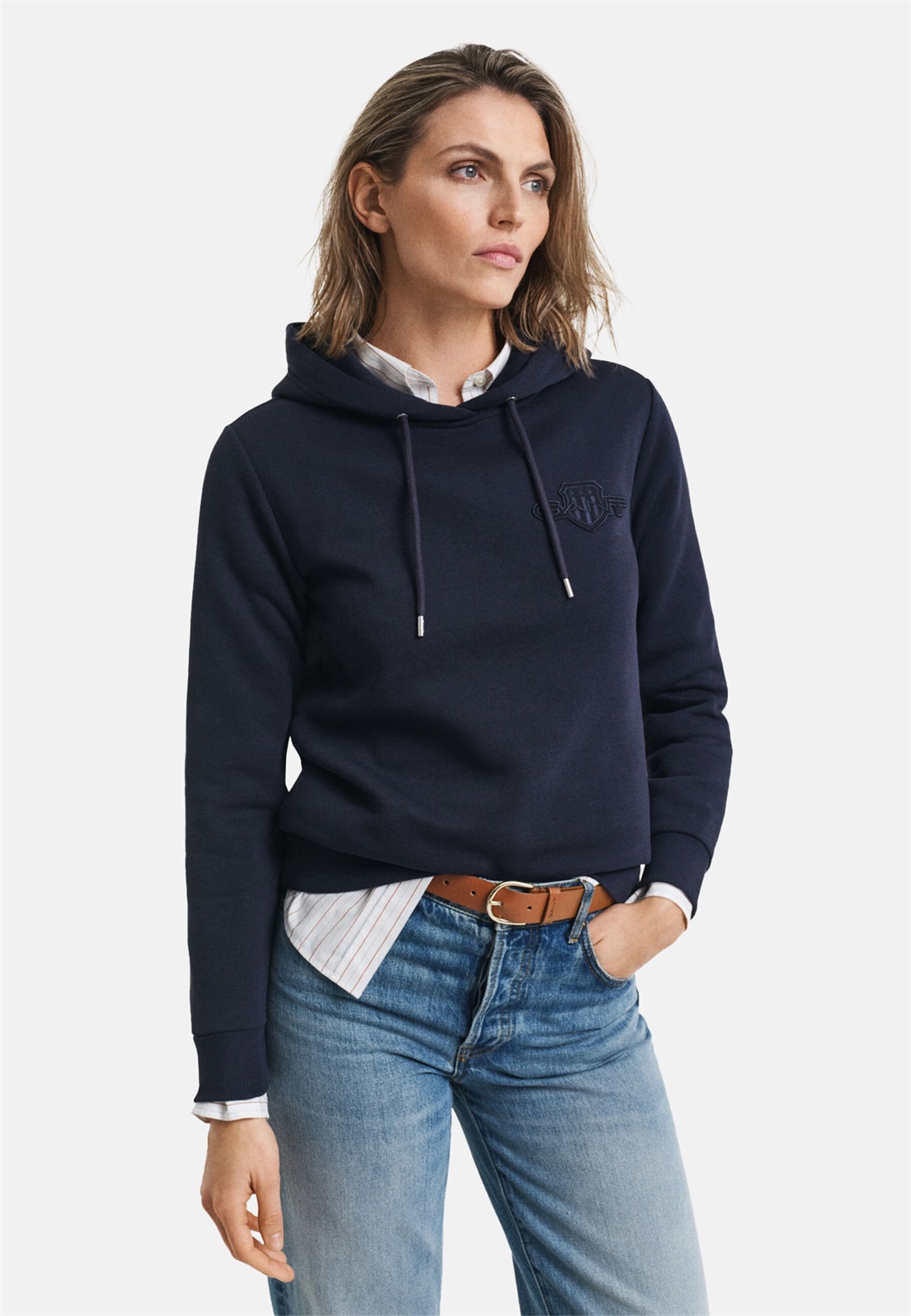 GANT TONAL SHIELD HOODIE - Sweatshirt - evening blue/dunkelblau