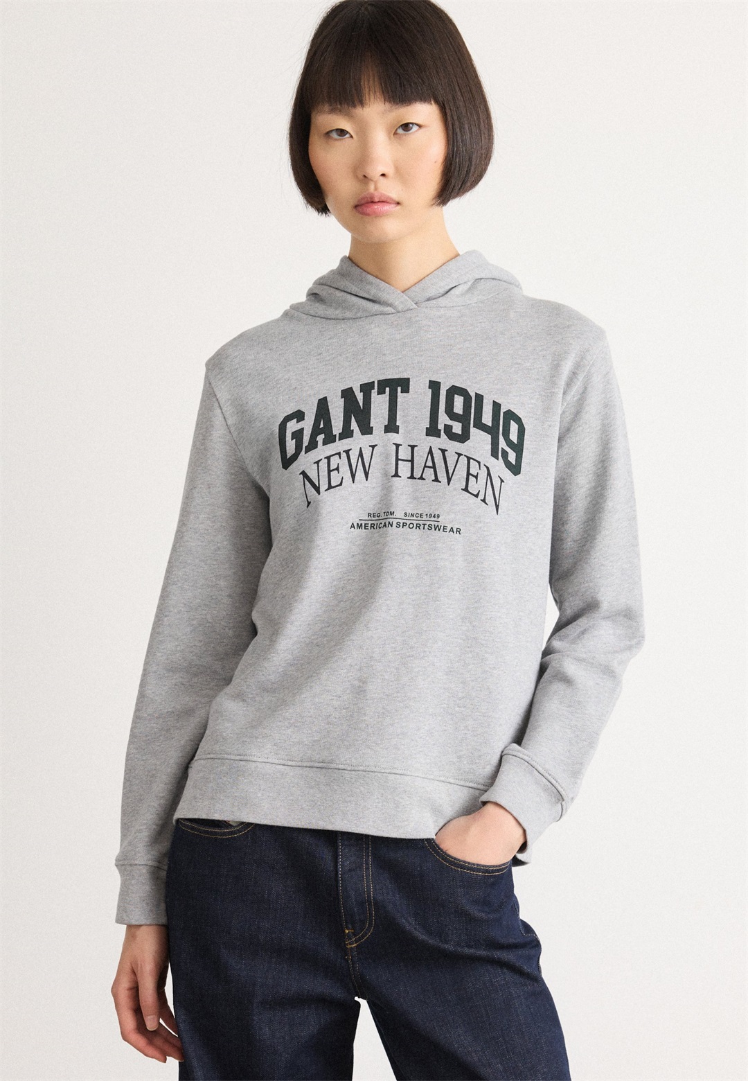 GANT ARCH PRINT HOODIE - Sweatshirt - grey melange/grau