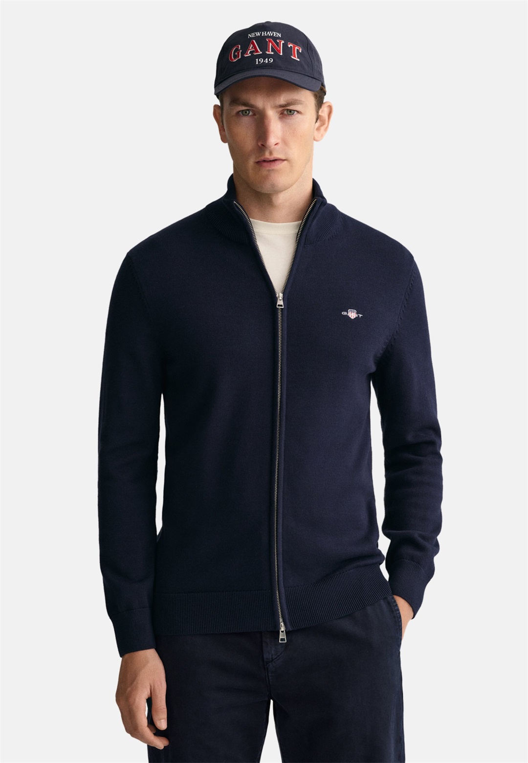 GANT CASUAL ZIP - Strickjacke - evening blue/dunkelblau