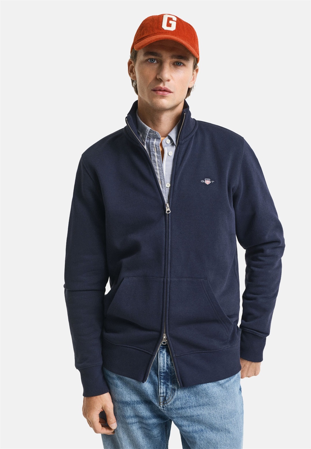 GANT REG SHIELD - Sweatjacke - evening blue/dunkelblau