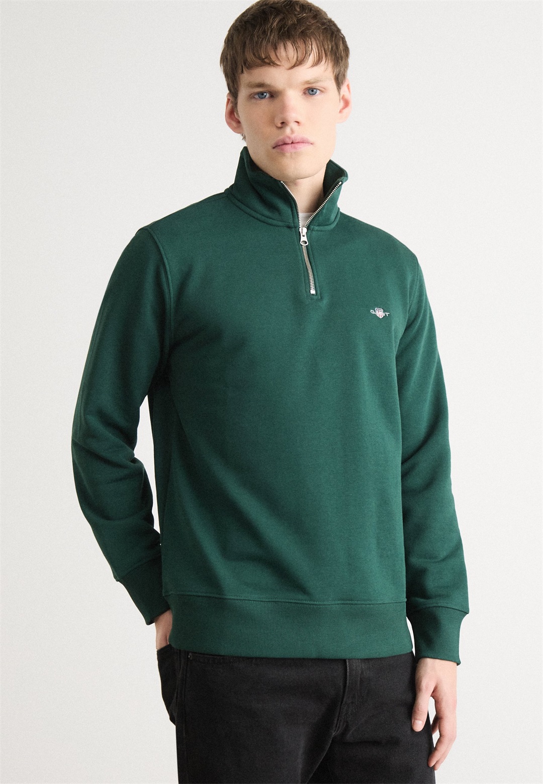 GANT REG SHIELD HALF ZIP - Sweatshirt - tartan green/dunkelgrün