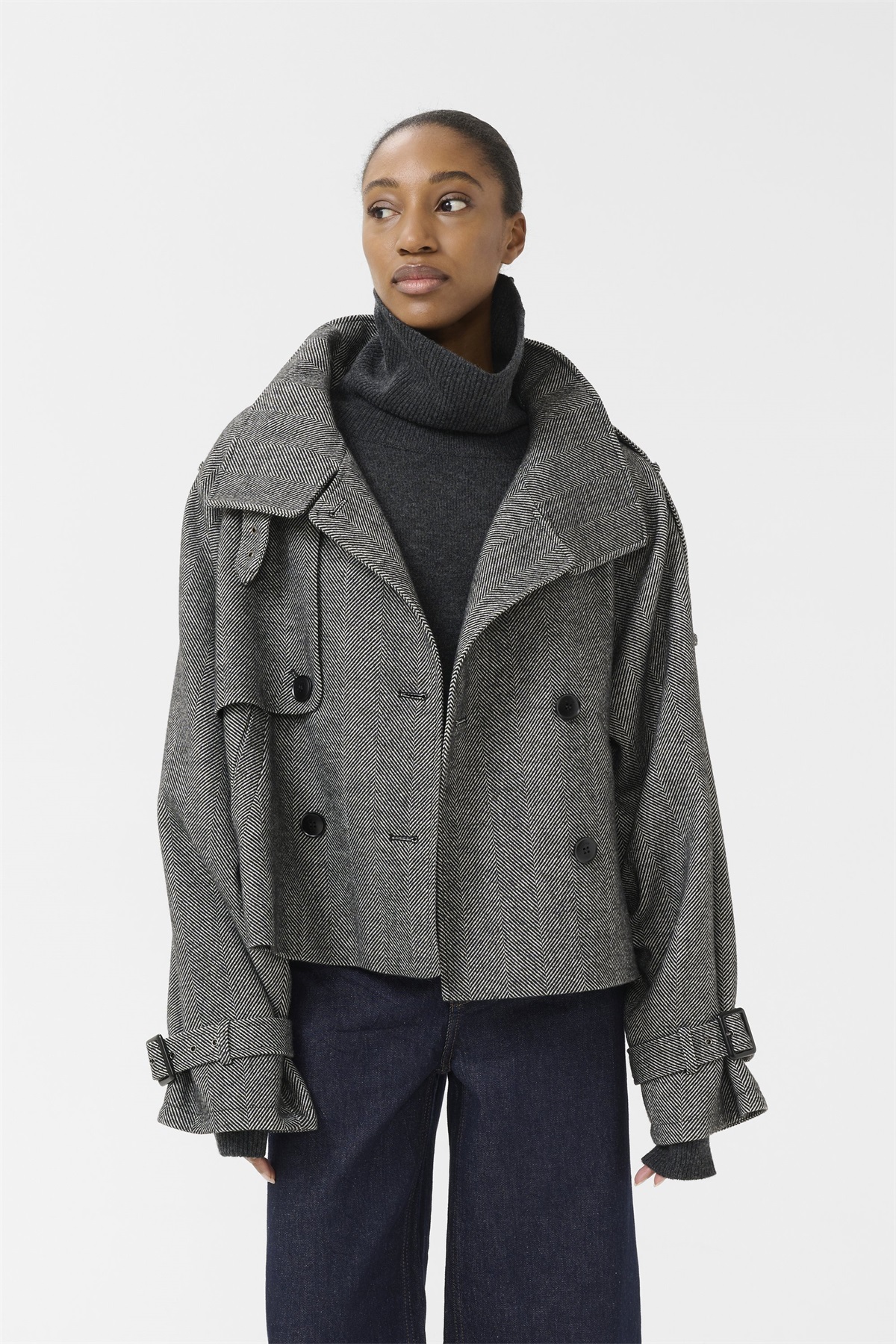 Gestuz AVIC SHORT JACKET - Übergangsjacke - black/grey/schwarz