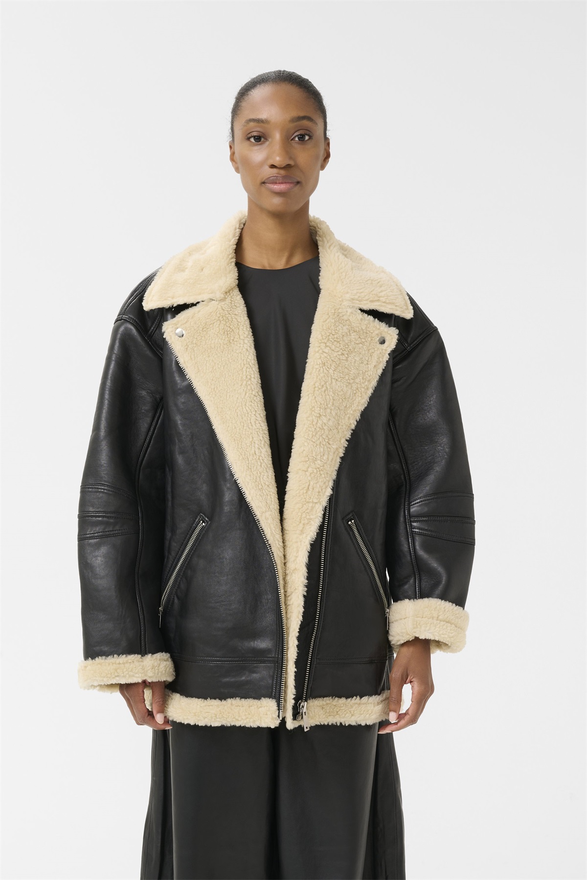 Gestuz SHILINA JACKET - Lederjacke - black/schwarz