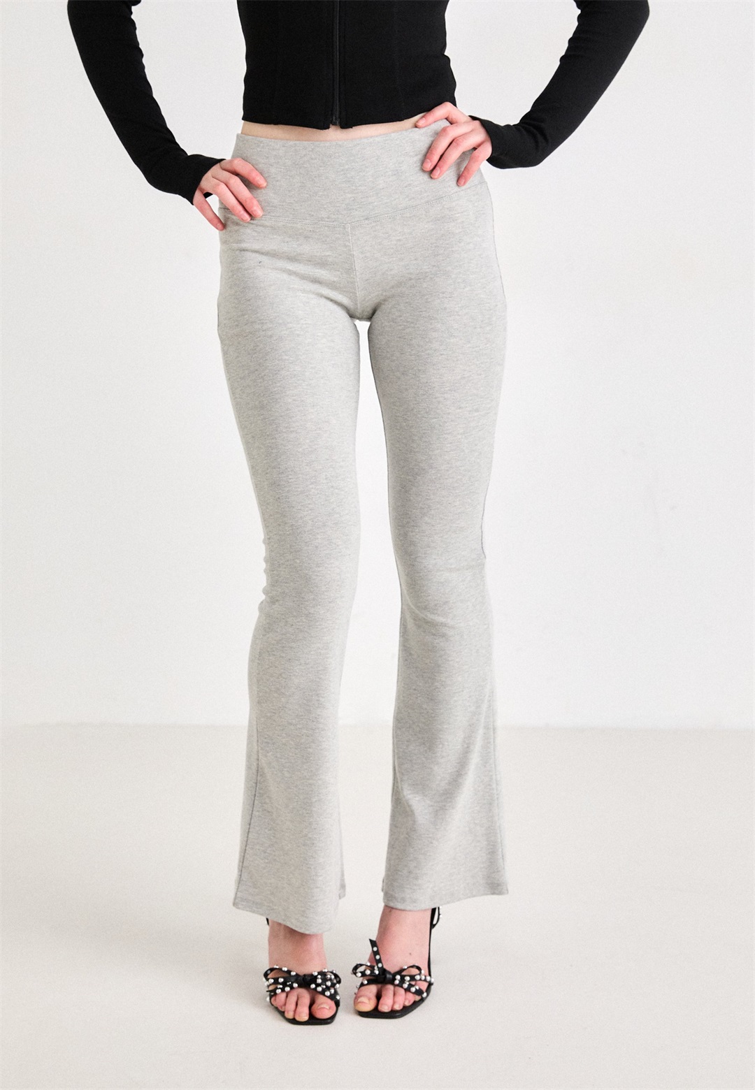 Gina Tricot SOFT TROUSERS - Stoffhose - light grey melange/grau
