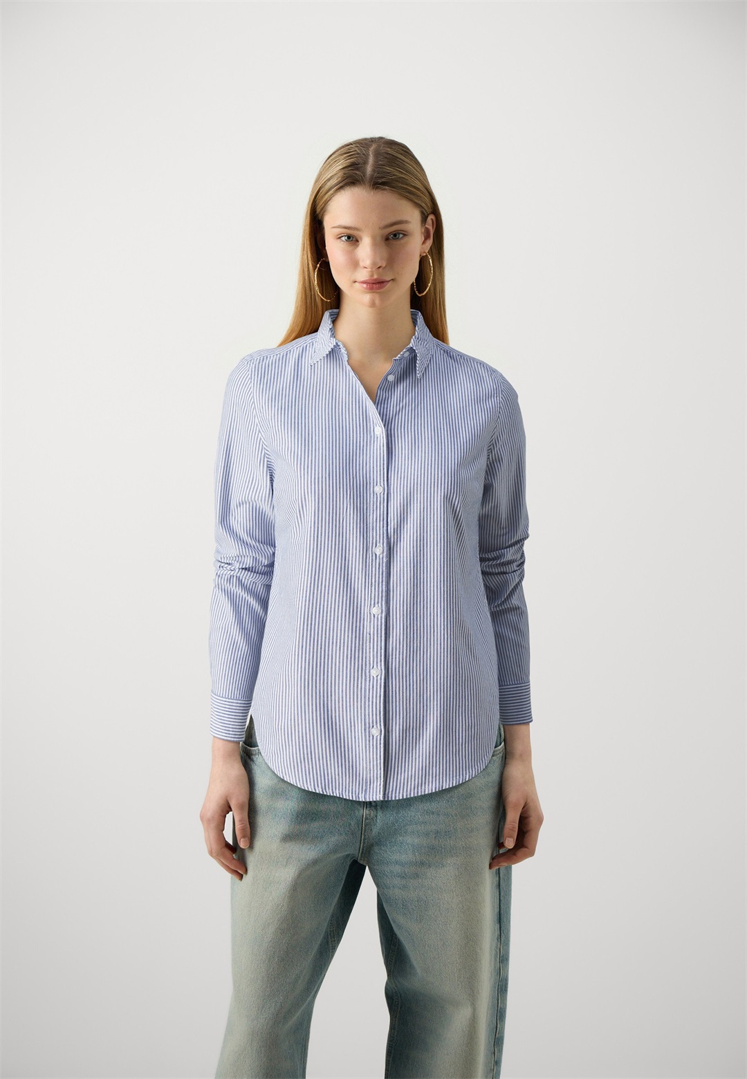 Gina Tricot JESSIE SHIRT - Hemdbluse - cobolt blue/white/blau