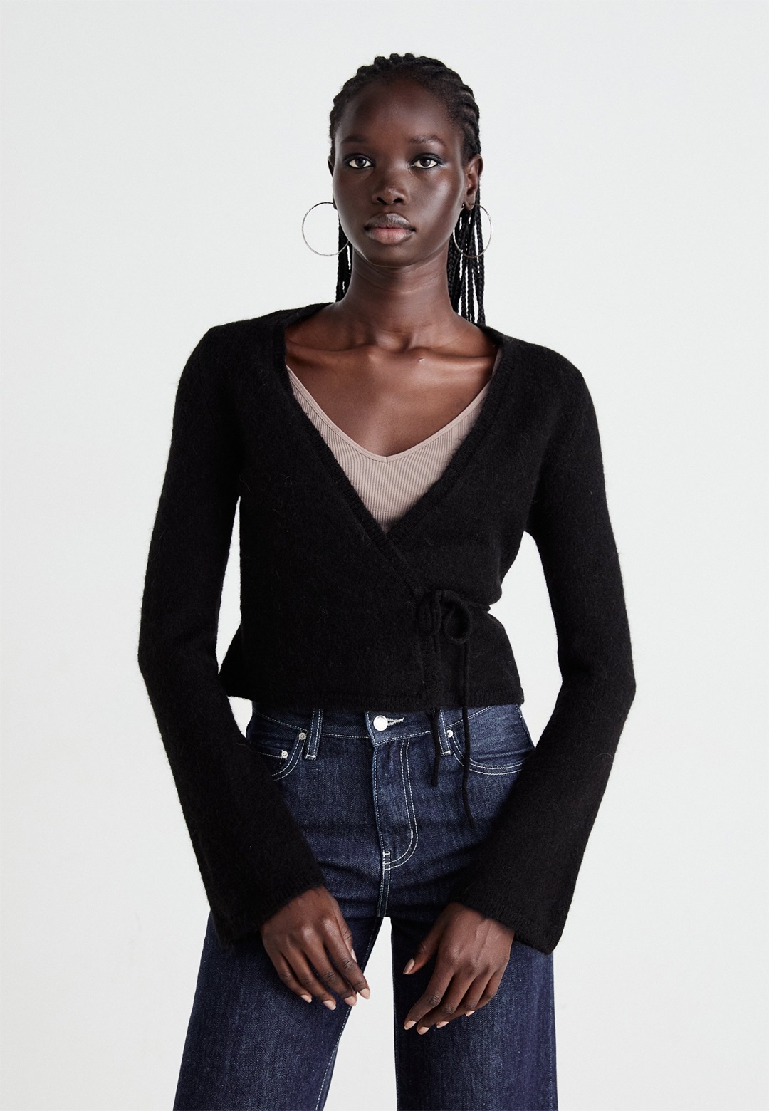 Gina Tricot WRAP CARDIGAN - Strickjacke - black/schwarz