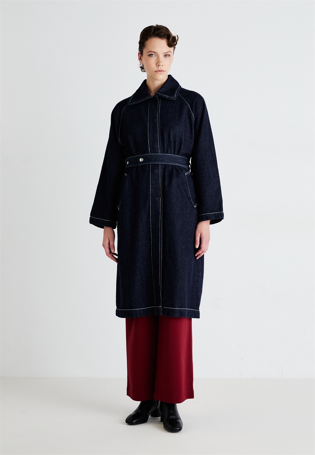 Gina Tricot CAR COAT - Jeansjacke - rinse/rinsed denim