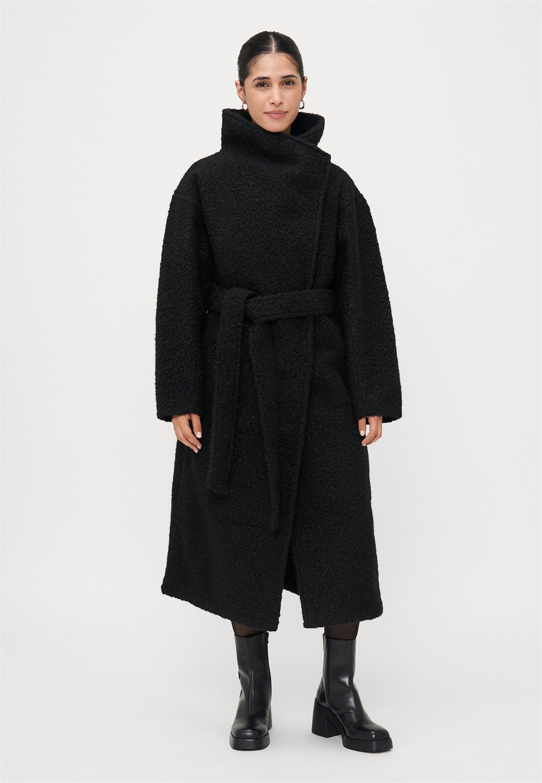 Gina Tricot Petite LONG COAT - Klassischer Mantel - black/schwarz