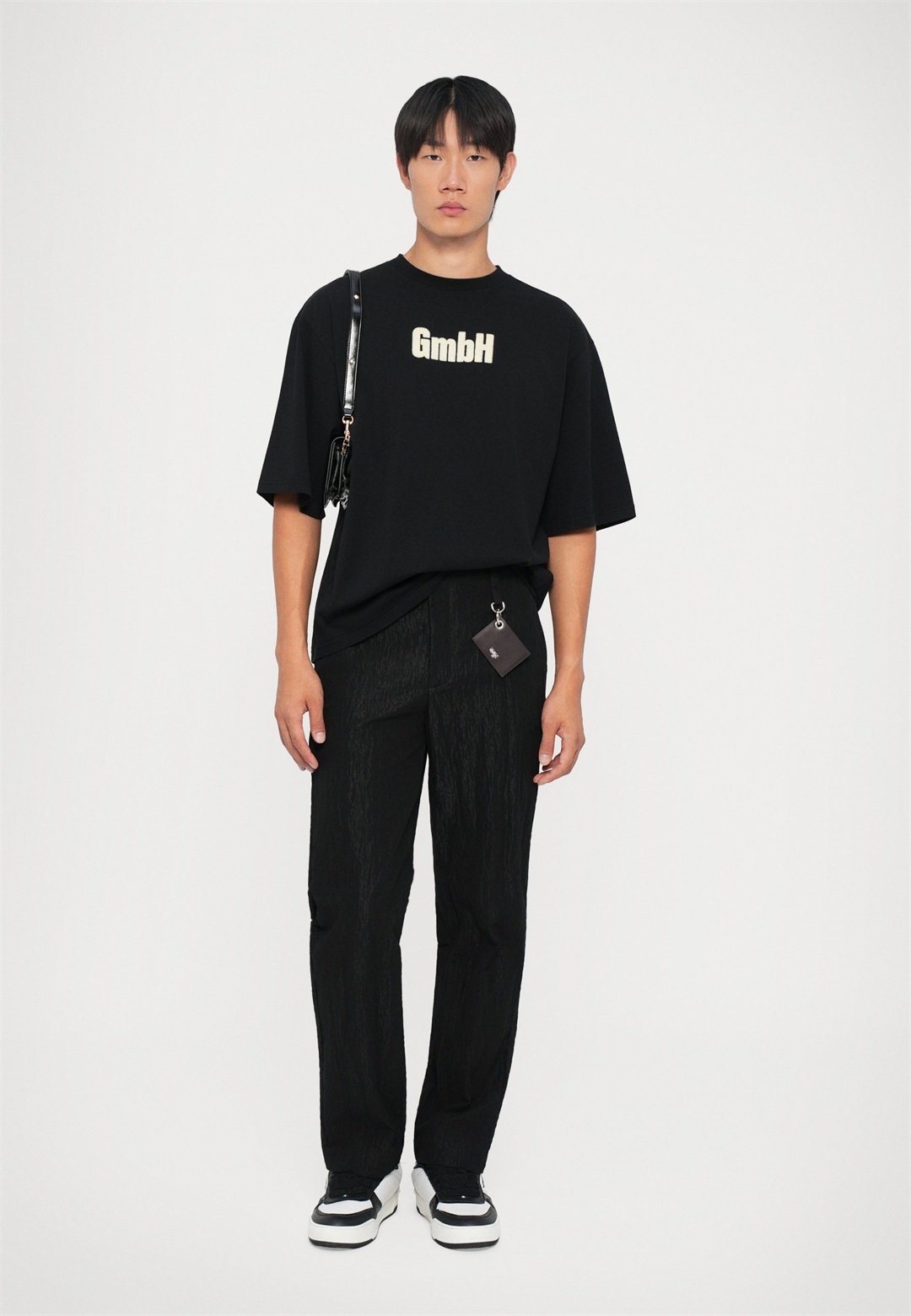 GmbH FLOCK LOGO TEE UNISEX - T-Shirt print - black/schwarz