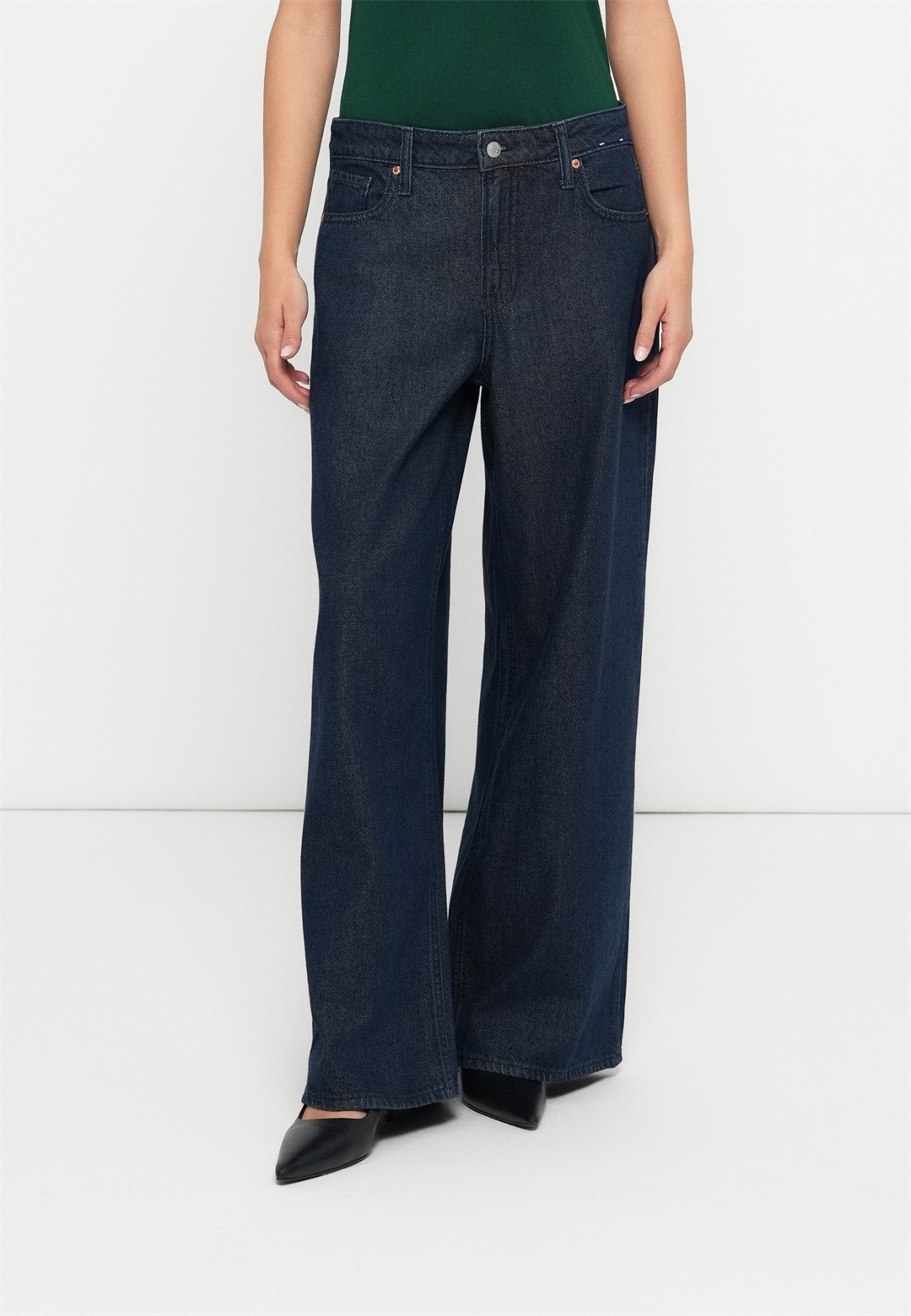 GAP CURVY BAGGY HOLMAN - Wide Leg - dark rinse/dark-blue denim