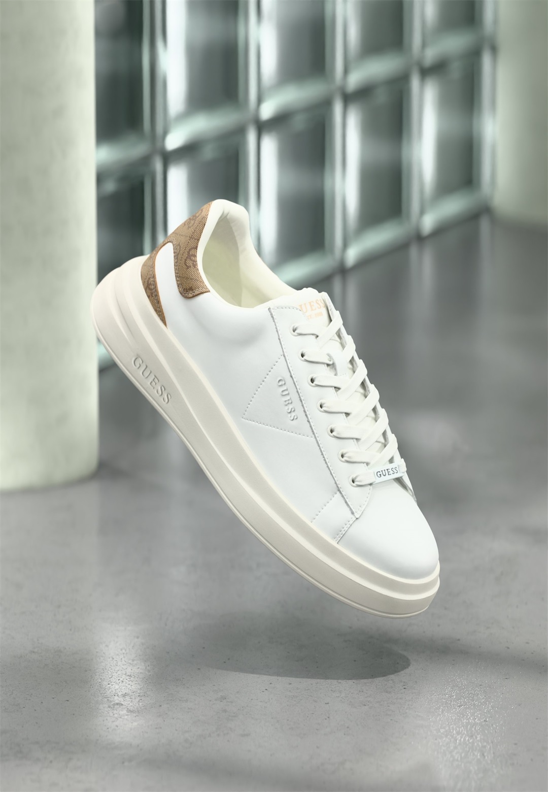Guess ELBA - Sneaker low - white/beige/brown/weiß