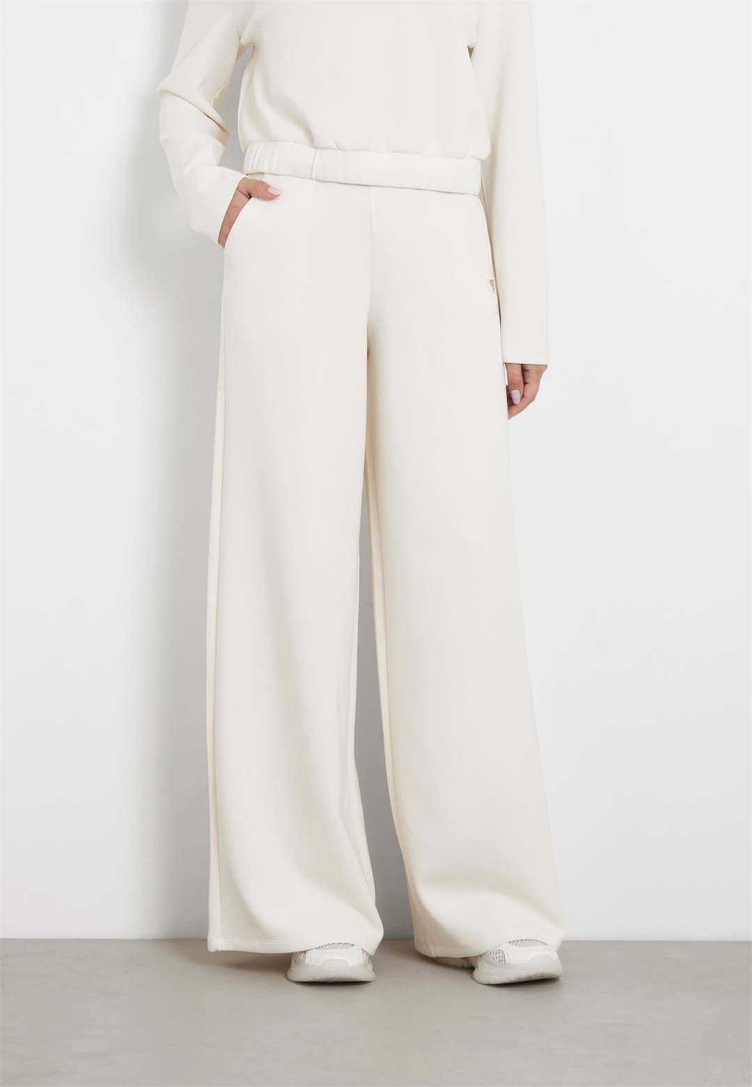 Guess OLYMPE WIDE LEG - Jogginghose - creme/offwhite