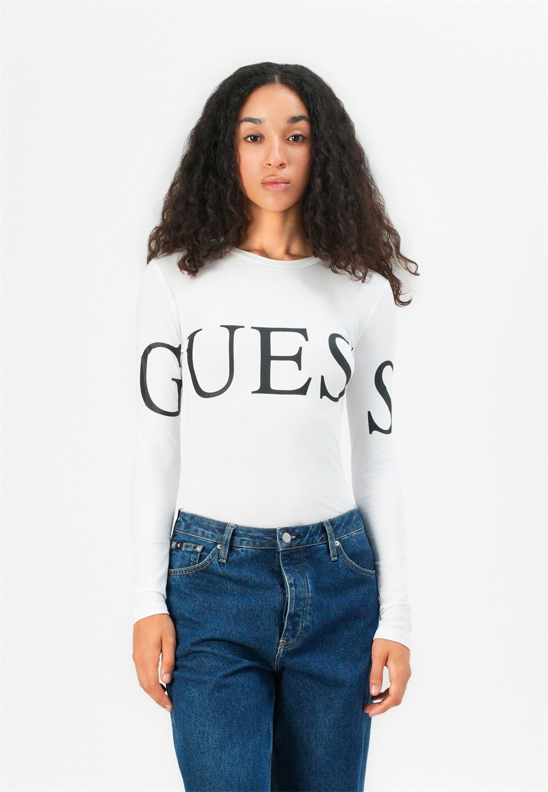 Guess LOGO - Langarmshirt - pure white/weiß