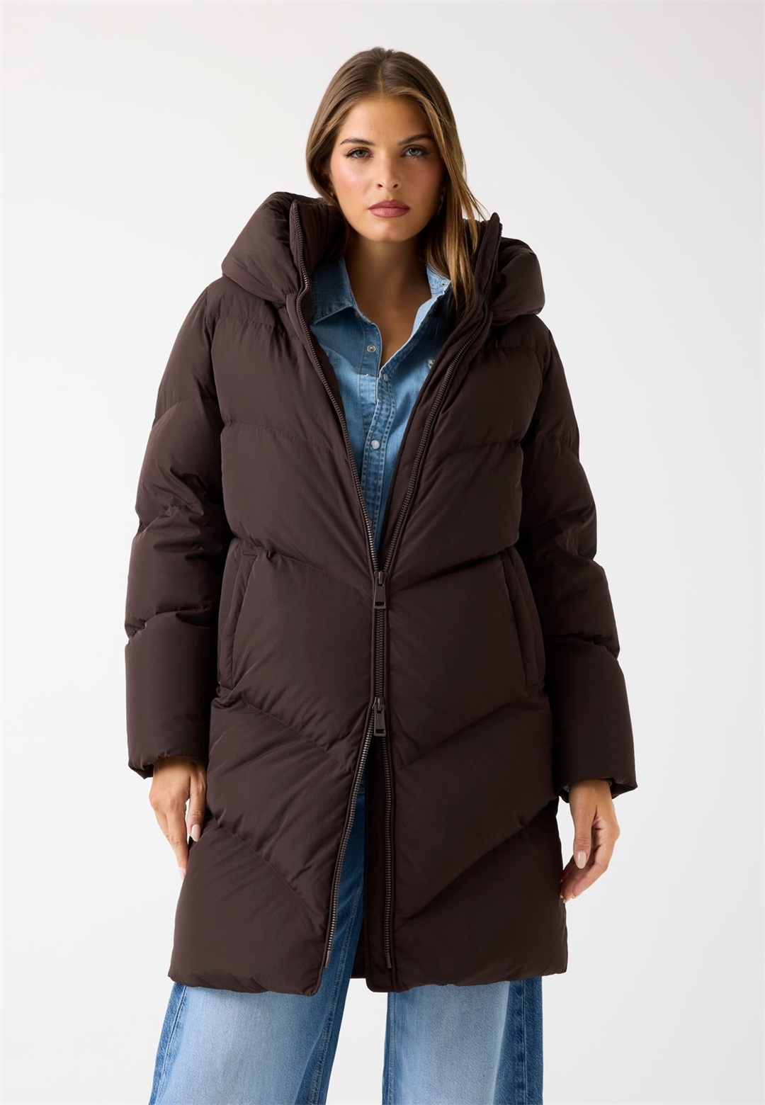 Guess ELEONOR LONG - Daunenmantel - dunkelbraun