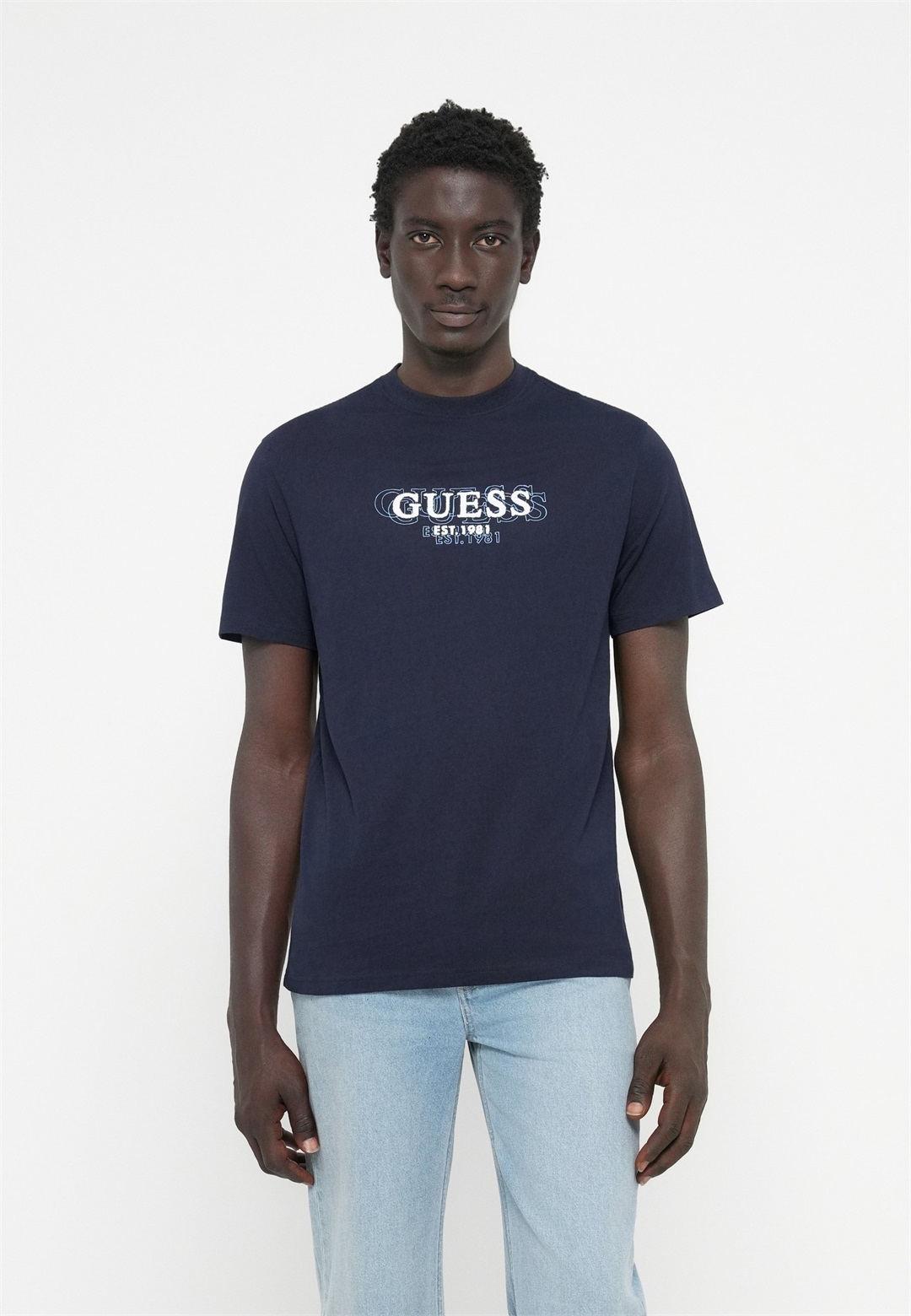 Guess SMALL LOGO TEE - T-Shirt print - smart blue/dunkelblau