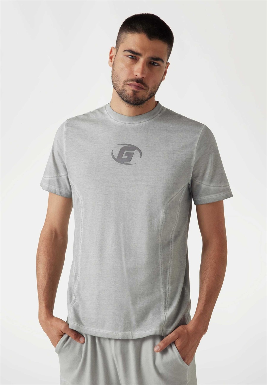 Guess REGULAR FIT LOGO - T-Shirt print - hellgrau