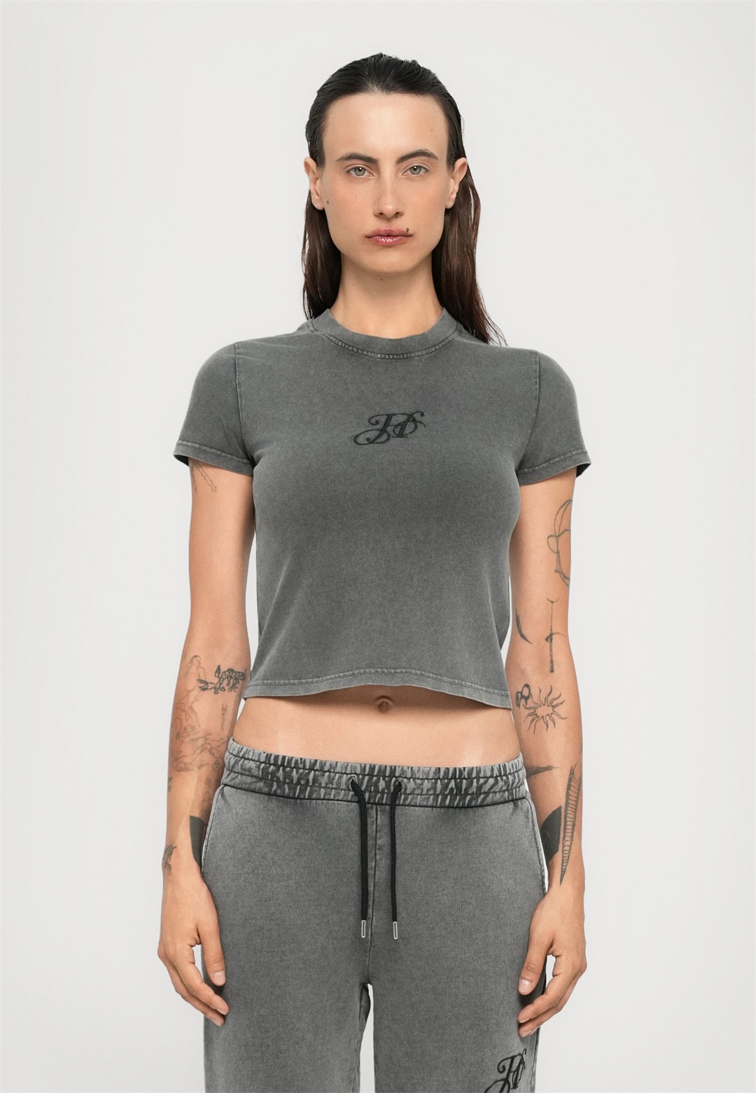 Han Kjøbenhavn MONOGRAM SLIM TEE - T-Shirt print - dark grey/dunkelgrau