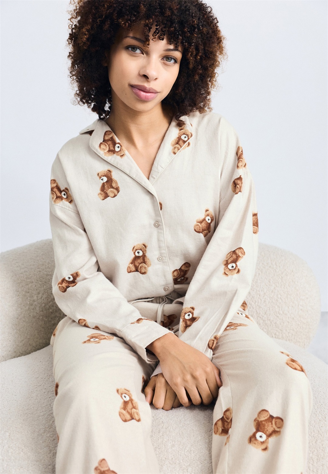 Hunkemöller JACKET BEAR - Nachtwäsche Shirt - gray morn/offwhite