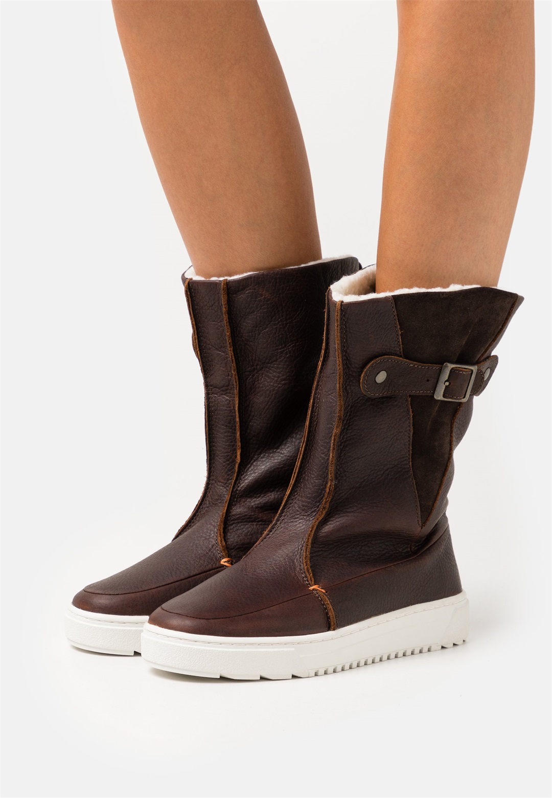 HUB Plateaustiefel - dark brown/white/dunkelbraun