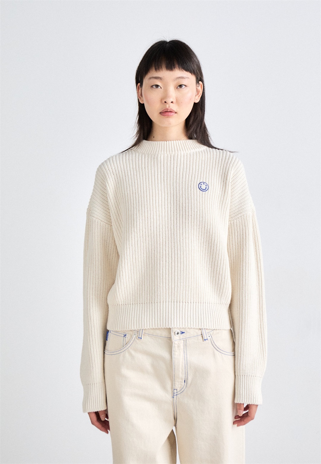 HUGO SLOGERY - Strickpullover - open white/weiß