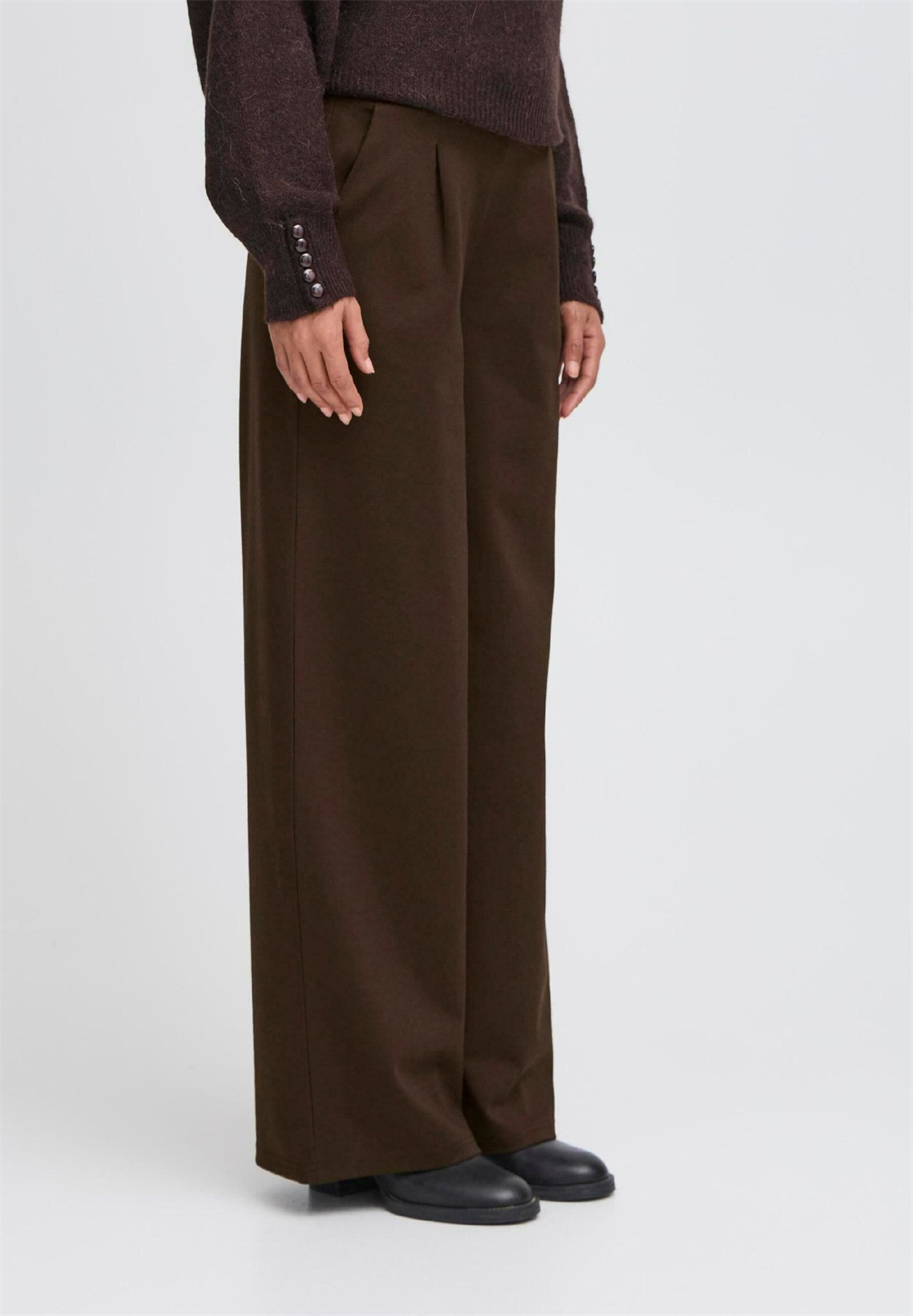 ICHI IHKATE SUS LONG WIDE PA2 - Stoffhose - chocolate torte/braun