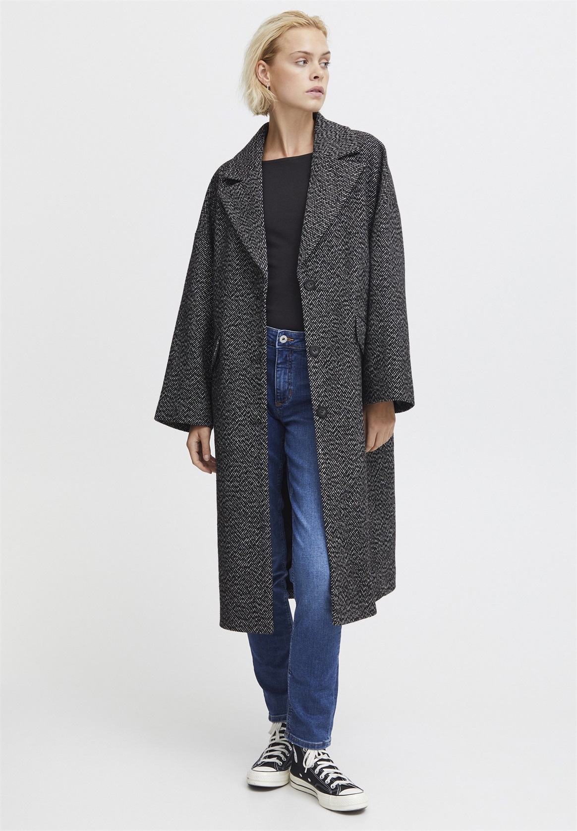 ICHI IHEmmalu - Klassischer Mantel - black/schwarz