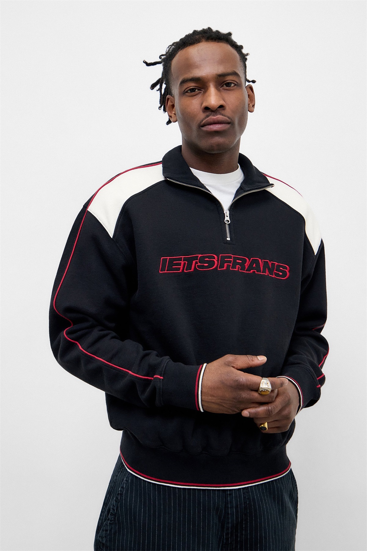 iets frans... PANEL 1/4 ZIP UNISEX - Sweatshirt - black/schwarz