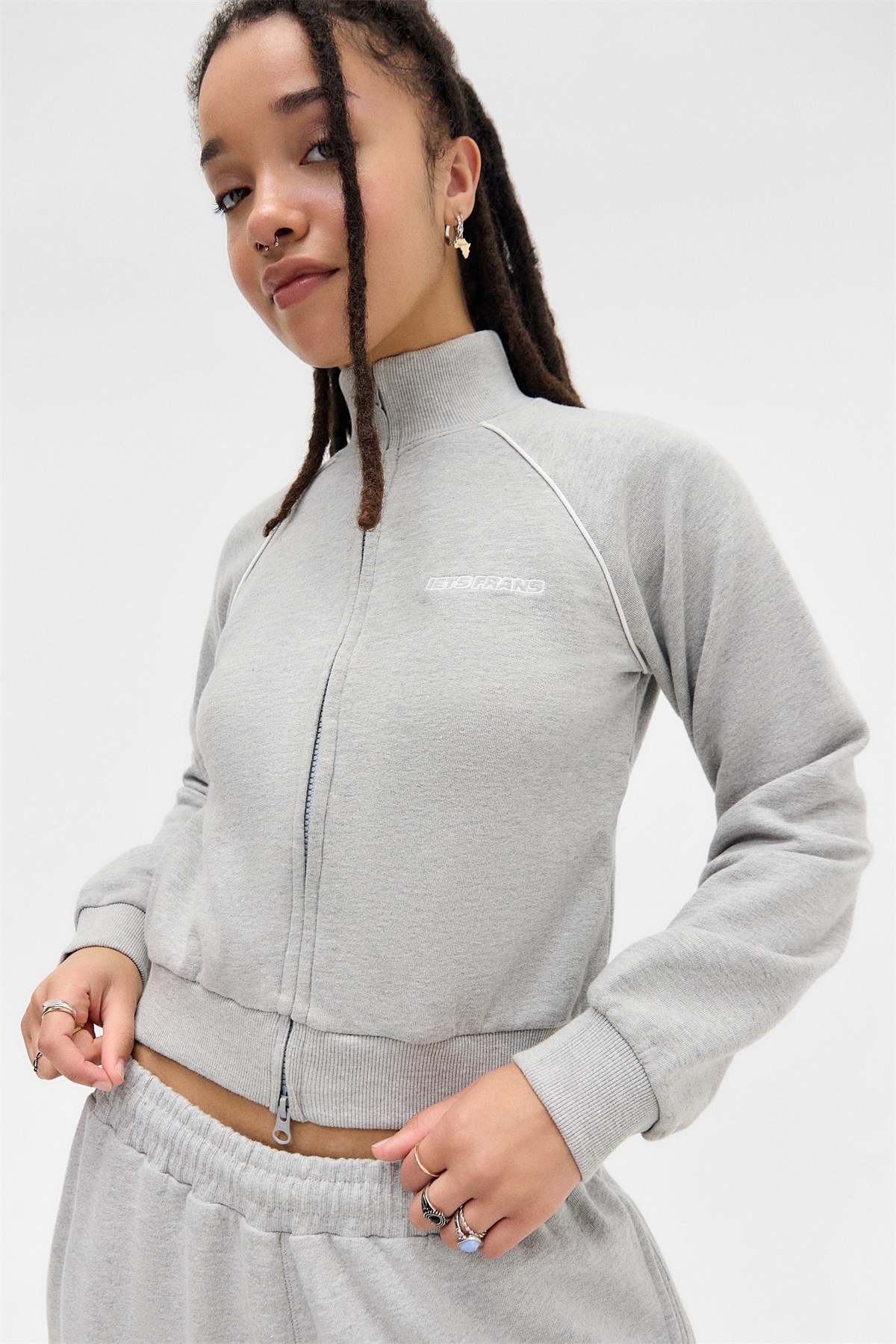 iets frans... IETS FRANS… ALLY SHRUNKEN TRACK - Sweatshirt - grey/grau