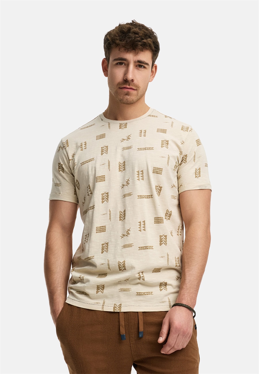 INDICODE JEANS INASBJORN - T-Shirt print - fog/beige