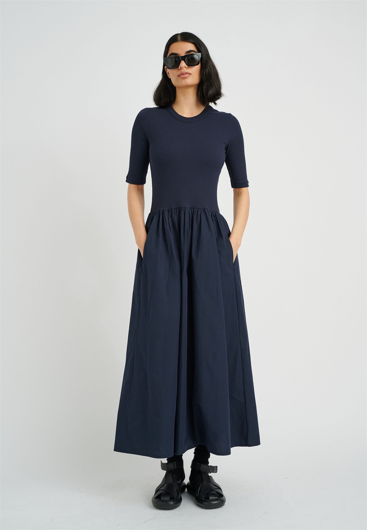 InWear DAGNAMA - Maxikleid - marine blue/dunkelblau meliert