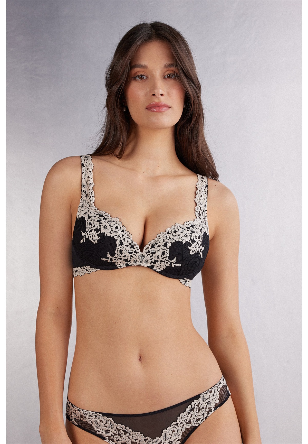 Intimissimi GIOIA PRETTY FLOWERS SUPER - Push-up BH - nero/ivory/schwarz