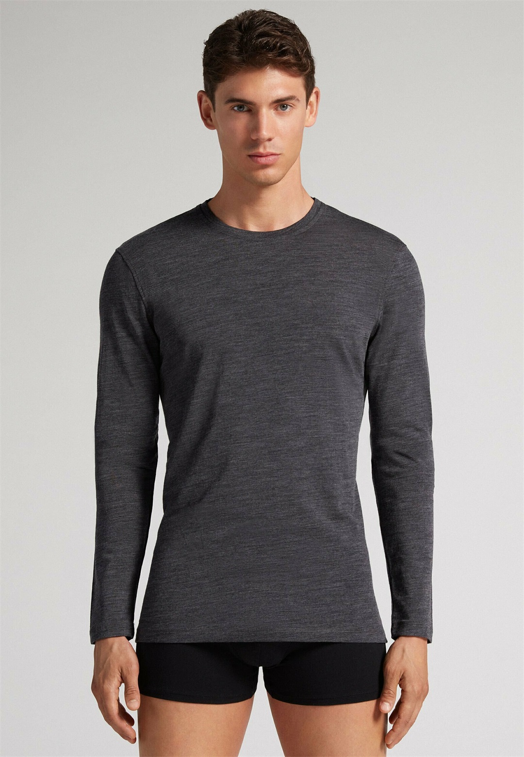 IUMAN Intimissimi Uomo LANGARM-AUS RUNDER AUSSCHNITT - Unterhemd/-shirt - dark grey/dunkelgrau