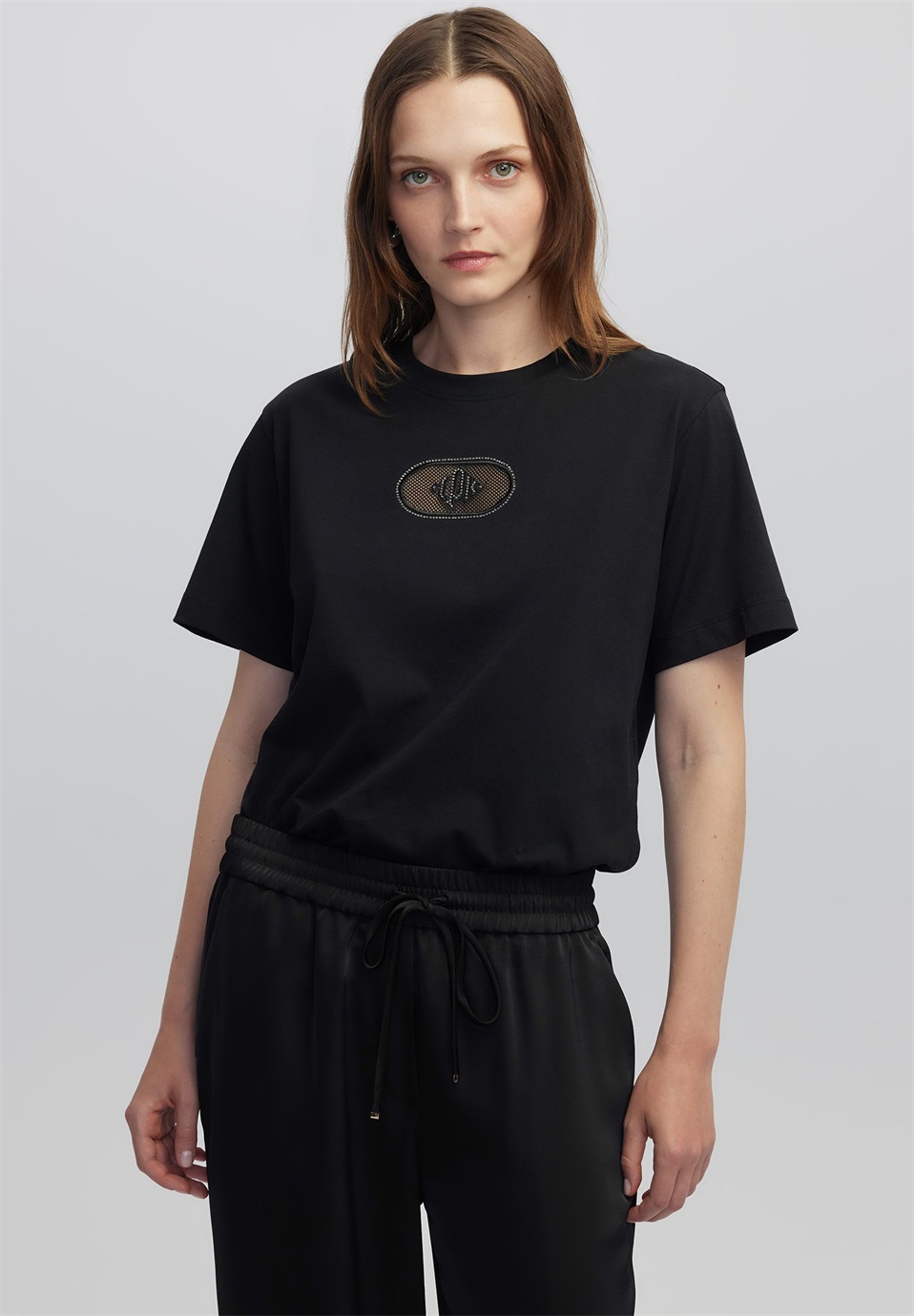 Ipekyol MONOGRAM EMBROIDERED - T-Shirt print - black/schwarz