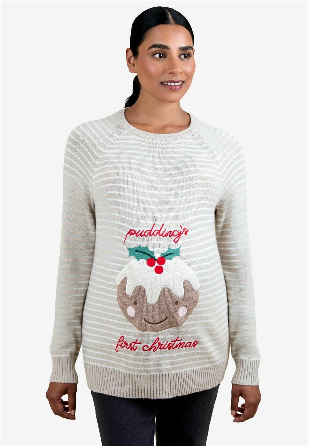 JoJo Maman Bébé MATERNITY FIT - CHRISTMAS PUDDING - Strickpullover - grey/grau