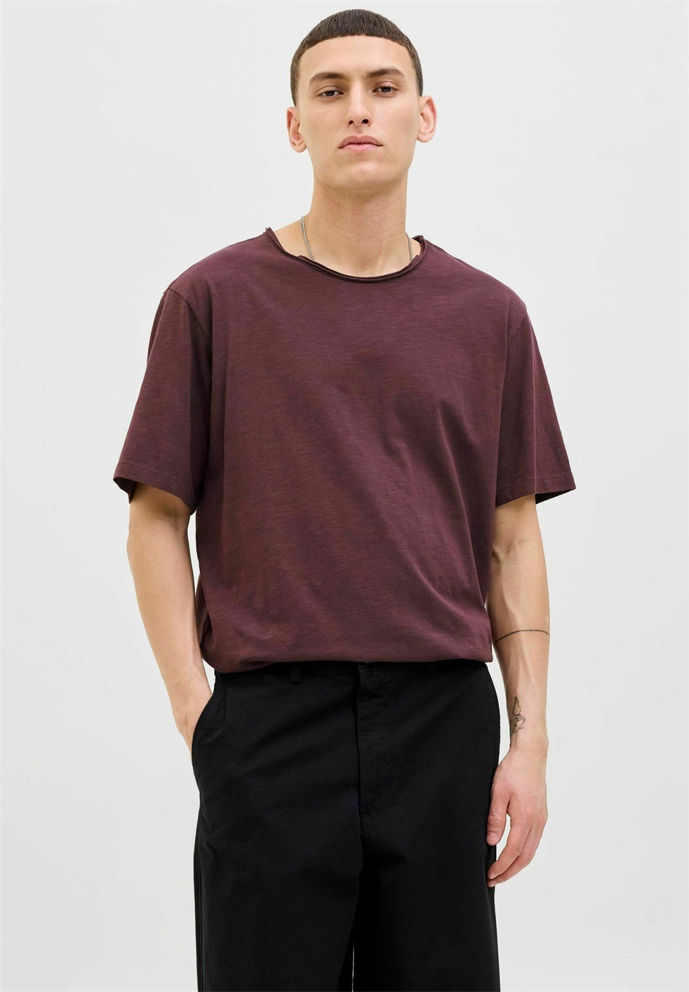 Jack & Jones EBASHER O-NECK SS - T-Shirt basic - plum perfect/lila