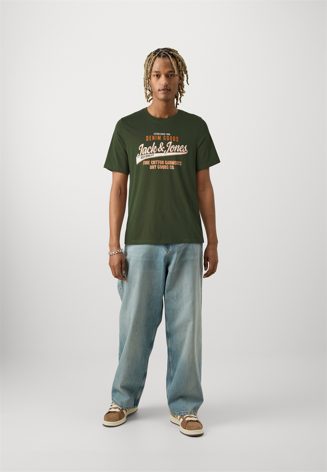 Jack & Jones LOGO SS O-NECK 2 COL 5PK MP - T-Shirt print - mountain spring pack w darknavy white kombugreen black/dunkelblau