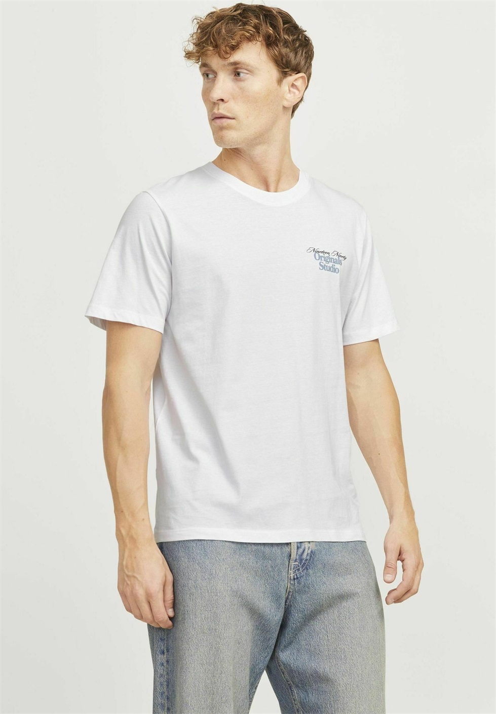 Jack & Jones GEDRUCKT RUNDHALS - T-Shirt print - bright white/weiß