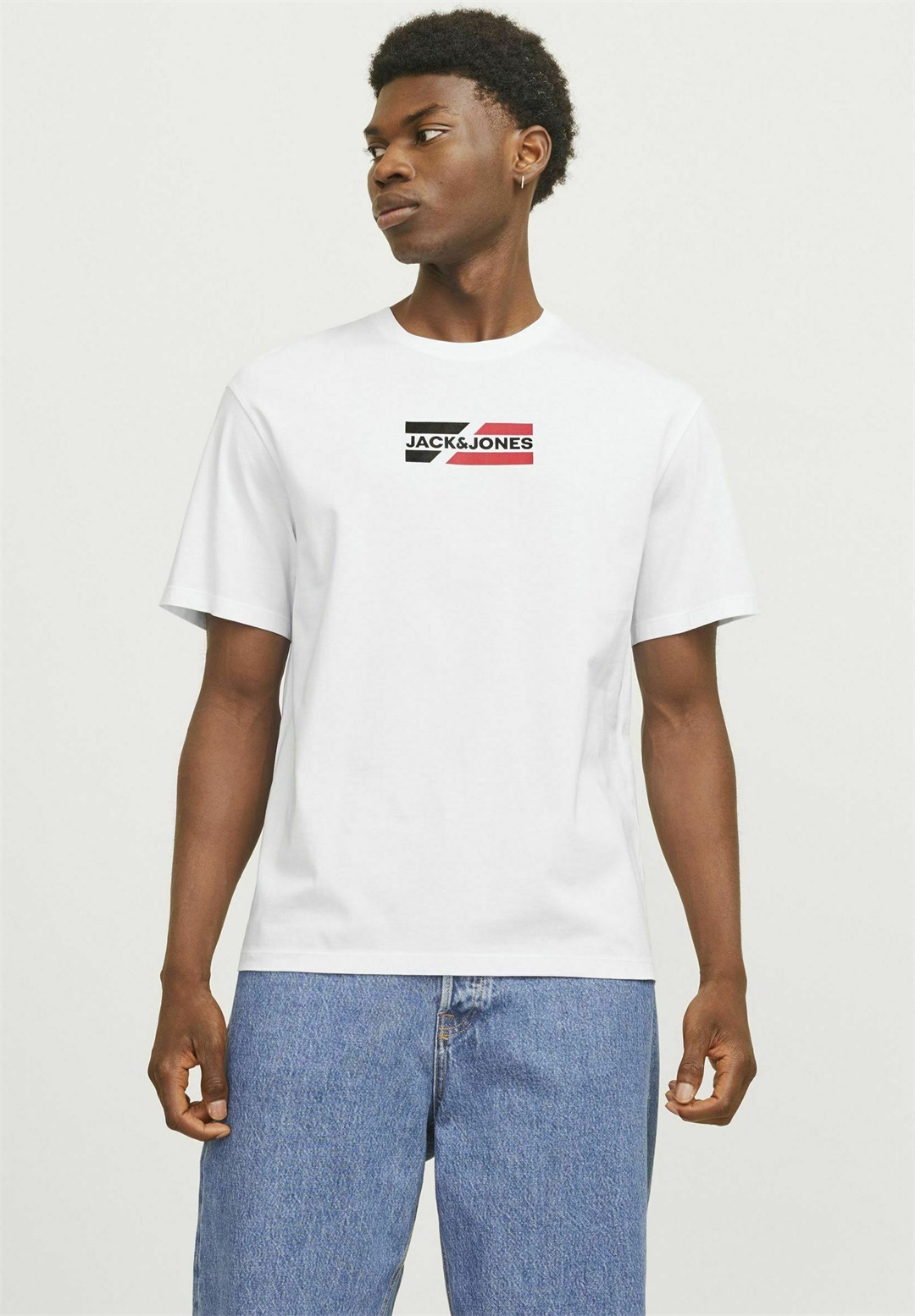 Jack & Jones LOGO RUNDHALS - T-Shirt print - white/weiß