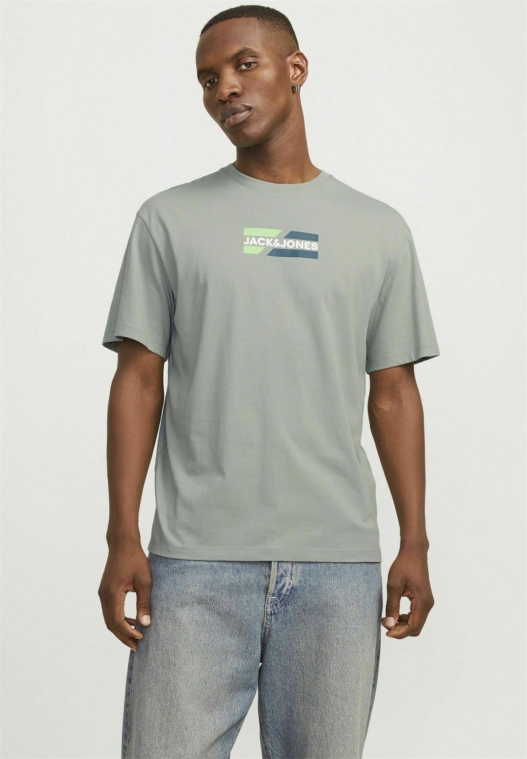 Jack & Jones LOGO RUNDHALS - T-Shirt print - iceberg green/hellgrün