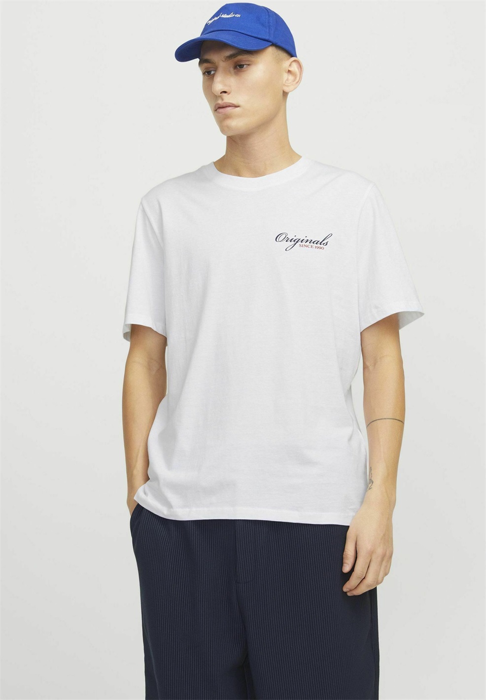 Jack & Jones RUNDHALS - T-Shirt print - bright white/offwhite