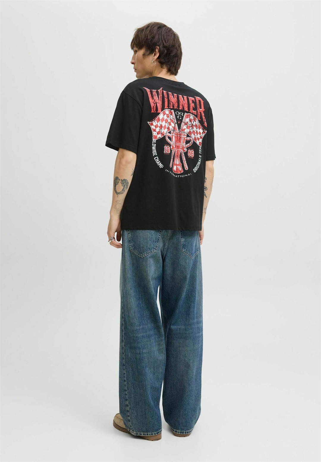 Jack & Jones JORFORMULA GALLERY TEE CREW NECK - T-Shirt print - black/schwarz