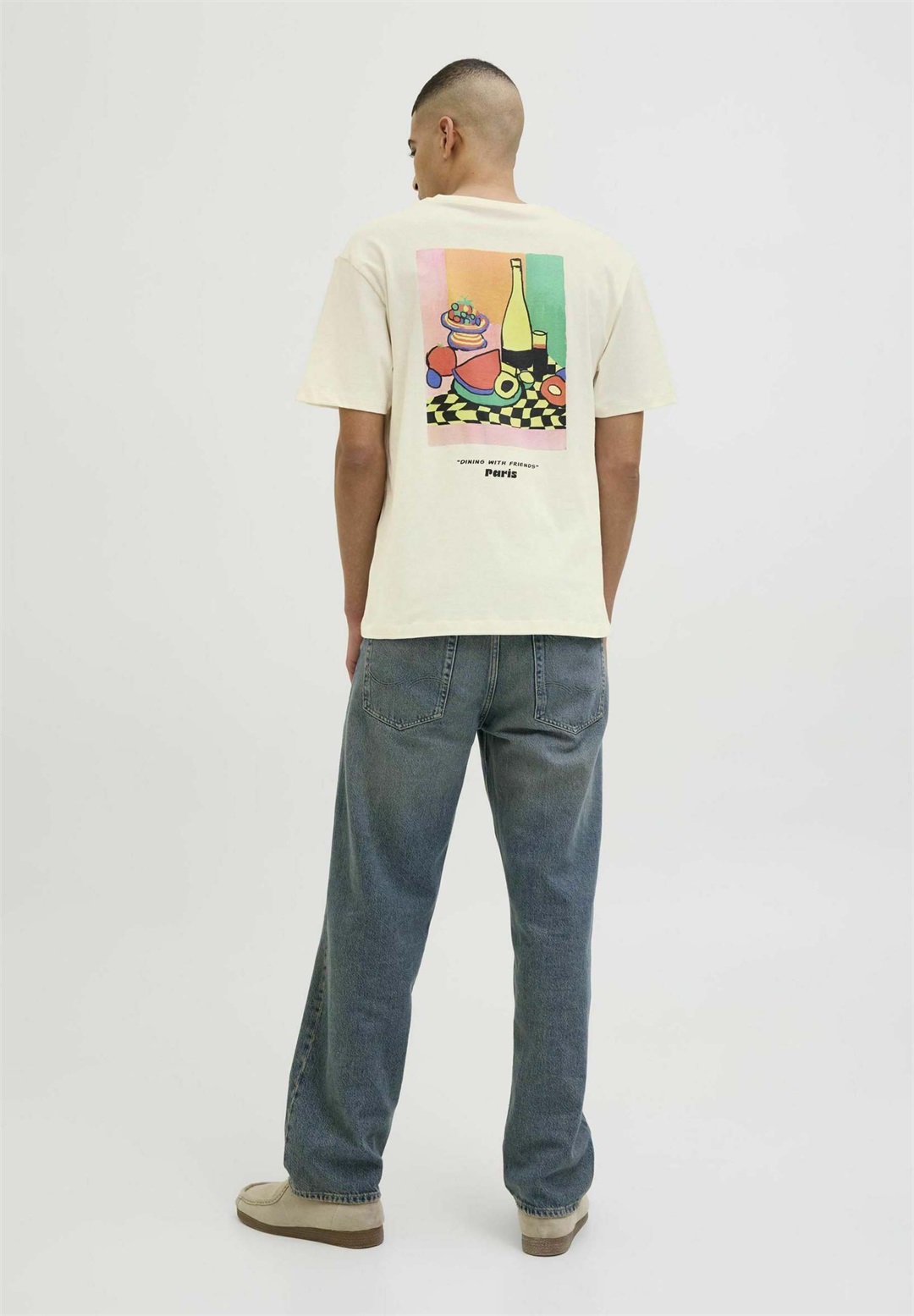 Jack & Jones RÜCKEN RUNDHALSAUSSCHNITT - T-Shirt print - egret/offwhite