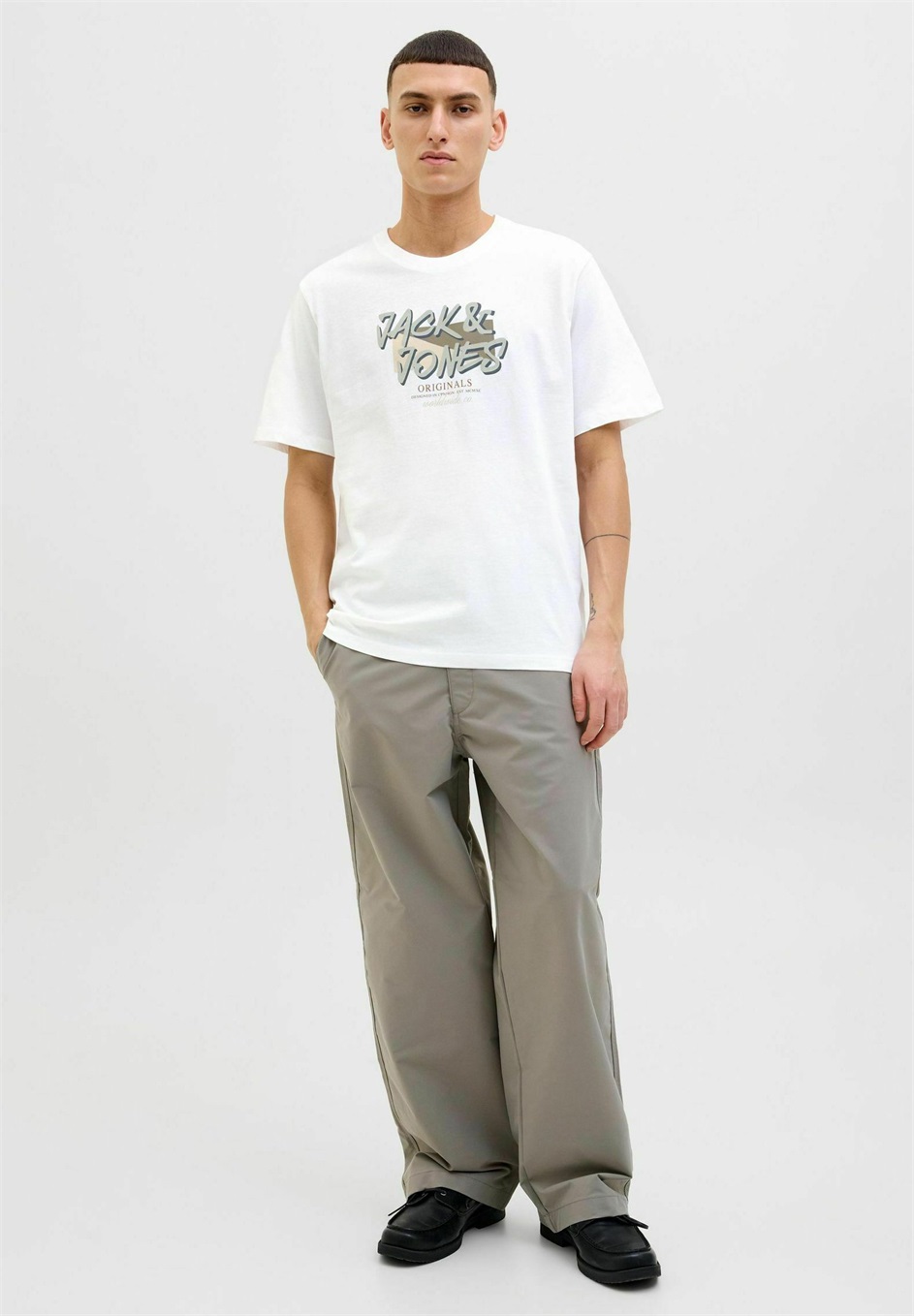 Jack & Jones 3ER-PACK LOGO RUNDHALSAUSSCHNITT - T-Shirt print - bright white/offwhite