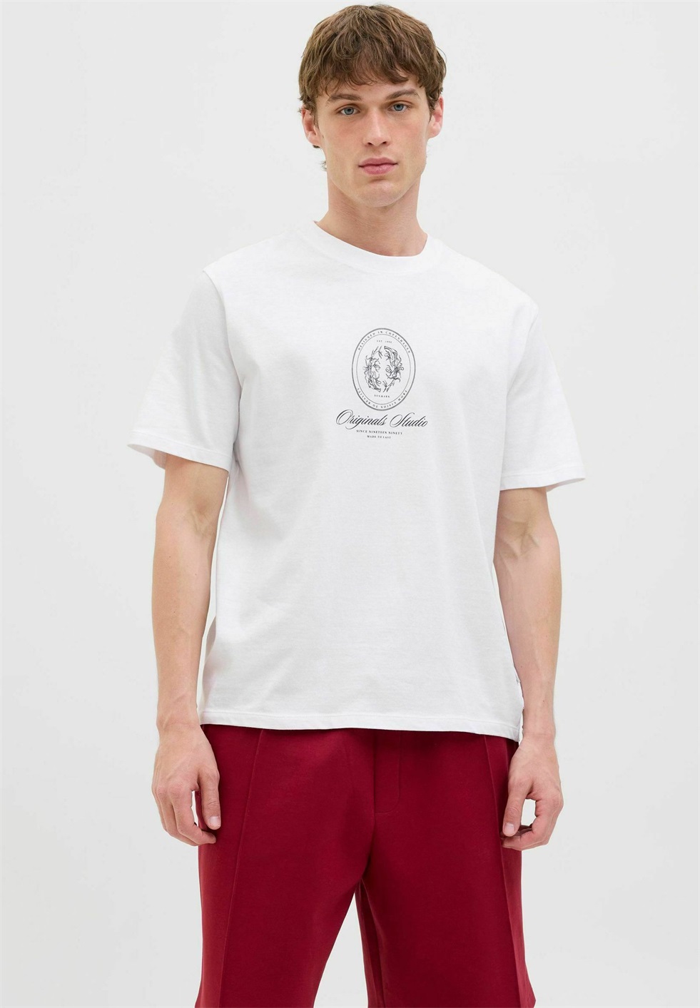 Jack & Jones JORDIA GRAPHIC FRONT CREW NECK - T-Shirt print - bright white/offwhite